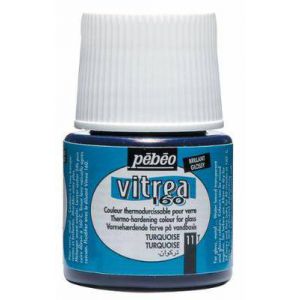 Farba witrażowa do szkła Pebeo Vitrea 160 45ml, Turkusowa/11 Glossy Turquoise